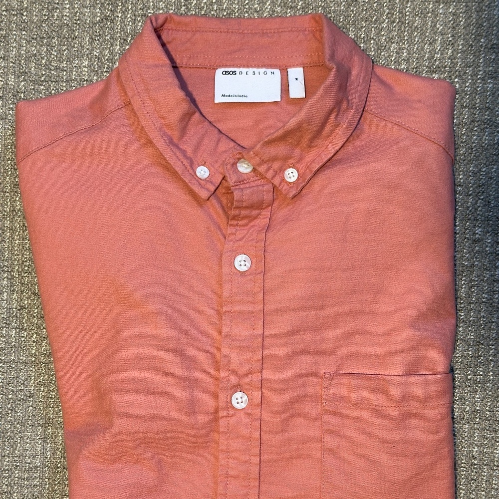 ASOS Men’s Slim Fit Oxford Shirt in Pink (salmon) - Medium